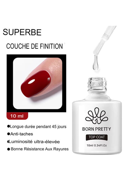 Vernis Gel Transparent BORN PRETTY 10ml - Longue Tenue, Séchage Rapide, Convient UV/LED