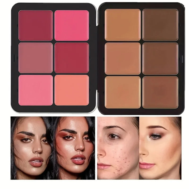 Palette de Blush 12 Couleurs - Blush Crème, Contour, Correcteur et Highlighter