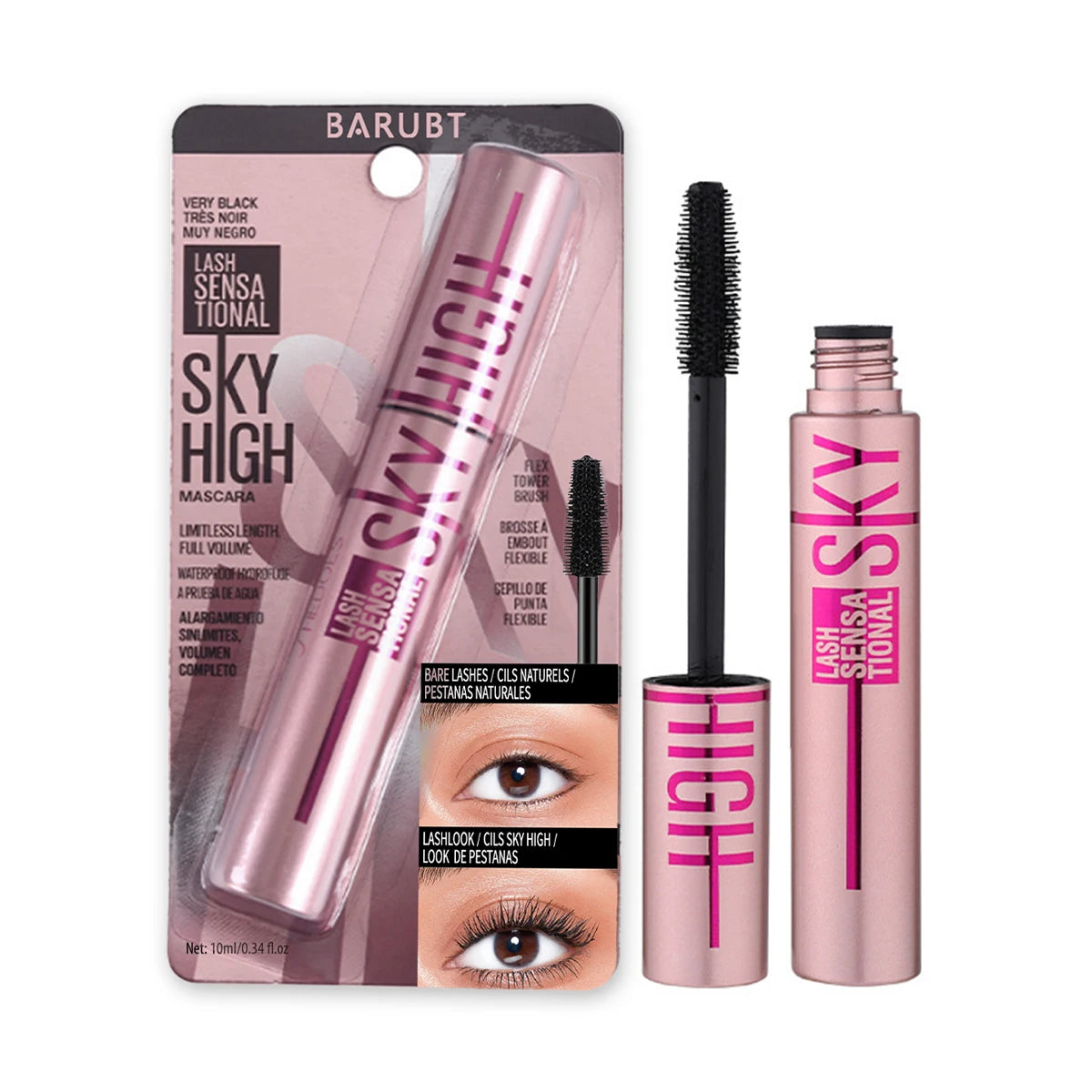 Barubt 4D Mascara - Lengthening, Thickening, Waterproof and Sweatproof, Non-Smudge, Easy to Remove 