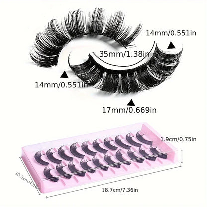 10 Paires de Cils Russes 3D en Mink - Faux Cils Réutilisables, Effet Volumineux et Naturel