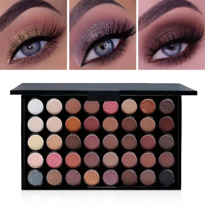 Palette Ombres à Paupières Pailletées 40 Couleurs - Mat, Waterproof et Longue Tenue