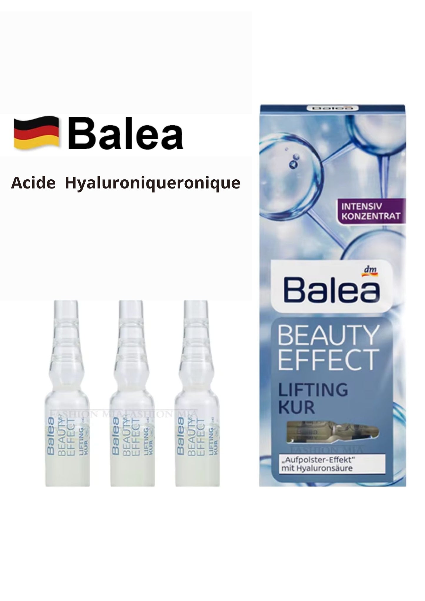 Balea Sérum Hyaluronique (1ml, 7 Ampoules) - Hydratation Intense, Réduction des Pores et Effet Lifting Instantané